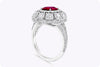 1.69 Carats Cushion Cut No-Heat Burmese Ruby & Diamond Halo Engagement Ring in Platinum