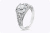 GIA Certified 2.22 Carats Cushion Cut Diamond Three-Stone Halo Engagement Ring in White Gold