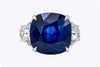 15.68 Carats Cushion Cut Sapphire & Diamond Engagement Ring in White Gold