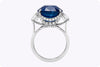 15.68 Carats Cushion Cut Sapphire & Diamond Engagement Ring in White Gold