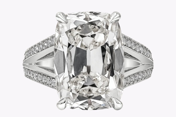 GIA Certified 10.09 Carats Elongated Cushion Cut Diamond Engagement Ring in Platinum