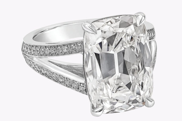 GIA Certified 10.09 Carats Elongated Cushion Cut Diamond Engagement Ring in Platinum