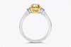 GIA Certified 2.03 Carats Fancy Intense Yellow Diamond Three-Stone Engagement Ring in Yellow Gold and Platinum