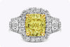 GIA Certified 2.26 Carats Cushion Cut Fancy Yellow Diamond Halo Engagement Ring in White Gold