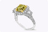 GIA Certified 2.26 Carats Cushion Cut Fancy Yellow Diamond Halo Engagement Ring in White Gold