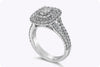 1.55 Carats Total Cushion Cut Diamond Double Halo Engagement Ring in White Gold
