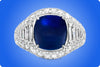 8.42 Carats Kashmir Cabochon Sapphire with Diamond Ring in Platinum