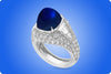 8.42 Carats Kashmir Cabochon Sapphire with Diamond Ring in Platinum