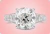 GIA Certified 5.42 Carats Cushion Cut Diamond Engagement Ring with Side Stones in Platinum