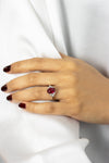 3.03 Carats Oval Cut Burmese Ruby with Diamond Three-Stone Engagement Ring in Platinum