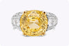 GIA Certified 13.01 Carat Cushion Cut Yellow Sapphire Ring with Diamonds in Two Tone