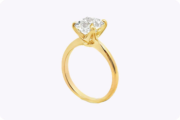 GIA Certified 2.50 Carats Cushion Cut Diamond Engagement Ring in Yellow Gold