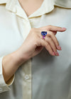 21.37 Carat Cushion Cut Blue Sapphire & Pink Sapphire Three-Stone Ring in Platinum