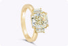 Cushion Cut Diamond Three-Stone Engagement Ring in Yellow Gold