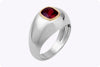 2.10 Carat Cushion-Cut Ruby Men's Ring in Yellow Gold and Platinum