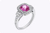 1.76-Carat Cushion-Cut Pink Sapphire & Diamond Halo Engagement Ring in White Gold