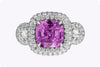 4.25 Carats Total Cushion Cut Sapphire Three-Stone Engagement Ring in White Gold
