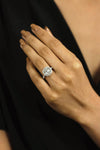 GIA Certified 3.02 Carats Total Cushion Cut Diamond Halo Engagement Ring in Platinum