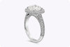 GIA Certified 3.02 Carats Total Cushion Cut Diamond Halo Engagement Ring in Platinum