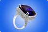 44.04 Carats Total Cushion Cut Tanzanite with Diamonds Cocktail Ring in White Gold