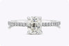 EGL Certified 1.10 Carats Cushion Cut Diamond Pave Engagement Ring with Side Stones in Platinum