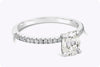 EGL Certified 1.10 Carats Cushion Cut Diamond Pave Engagement Ring with Side Stones in Platinum