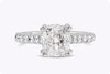 EGL Certified 1.39 Carats Total Cushion Cut Diamond Side Stones Engagement Ring in White Gold