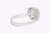 0.91 Carats Cushion Cut Diamond Halo Pave Engagement Ring in 18K White Gold