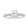 GIA Certified 0.85 Carats Elongated Cushion Cut and Round Diamond Engagement Ring in Platinum