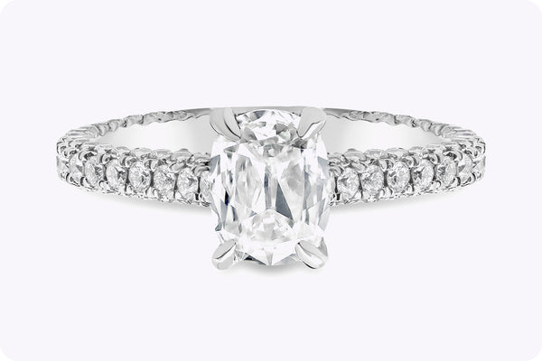 GIA Certified 0.85 Carat Elongated Cushion Cut Diamond Engagement Ring in Platinum