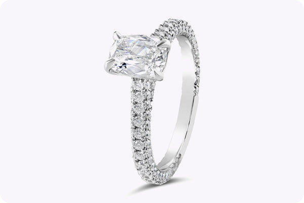 GIA Certified 0.85 Carat Elongated Cushion Cut Diamond Engagement Ring in Platinum