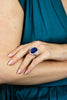 26.35 Carats Cushion Cut Tanzanite & Diamond Halo Three-Stone Cocktail Ring in White Gold