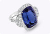 26.35 Carats Cushion Cut Tanzanite & Diamond Halo Three-Stone Cocktail Ring in White Gold