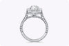 GIA Certified 2.10 Carats Old Mine Brilliant Cut Diamond Halo Engagement Ring in White Gold