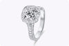 GIA Certified 2.10 Carats Old Mine Brilliant Cut Diamond Halo Engagement Ring in White Gold