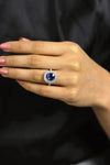 4.12 Carats Cushion Cut Royal Blue Sapphire with Diamond Halo Engagement Ring in White Gold