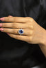 4.12 Carat Cushion Cut Royal Blue Sapphire and Diamond Halo Engagement Ring in White Gold
