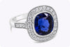 4.12 Carats Cushion Cut Royal Blue Sapphire with Diamond Halo Engagement Ring in White Gold
