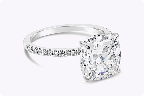 GIA Certified 4.69 Carats Cushion Brilliant Diamond Engagement Ring in White Gold & Platinum