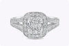 GIA Certified 1.22 Carats Cushion Cut Diamond Halo Bezel Engagement Ring in White Gold