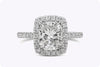 EGL Certified 2.20 Carats Cushion Cut Diamond Halo Engagement Ring in White Gold
