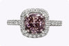 GIA Certified 2.16 Carats Cushion Cut Pink Diamond Halo Engagement Ring in Platinum