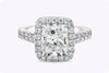 GIA Certified 3.02 Carats Cushion Cut Diamond Halo Pave Engagement Ring in Platinum