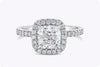 GIA Certified 2.01 Carats Cushion Cut Diamond Halo Engagement Ring in Platinum