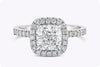 GIA Certified 1.81 Carats Cushion Cut Diamond Halo Engagement Ring in Platinum