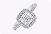 GIA Certified 1.81 Carats Cushion Cut Diamond Halo Engagement Ring in Platinum