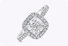 GIA Certified 2.01 Carats Cushion Cut Diamond Halo Engagement Ring in Platinum