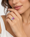4.25 Carats Total Cushion Cut Sapphire Three-Stone Engagement Ring in White Gold