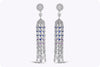 3.57 Carats Diamond and Blue Sapphire Chandelier Tassel Earrings in White Gold