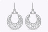4.68 Carat Total Round Diamond Open Work Croissant Shape Dangle Earrings in White Gold